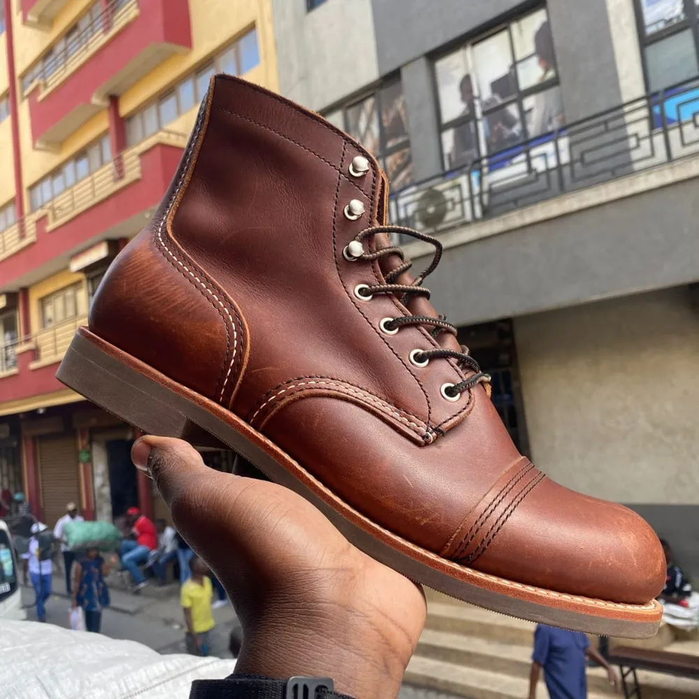 Brown Leather Cap-Toe Boot — Amber Brown