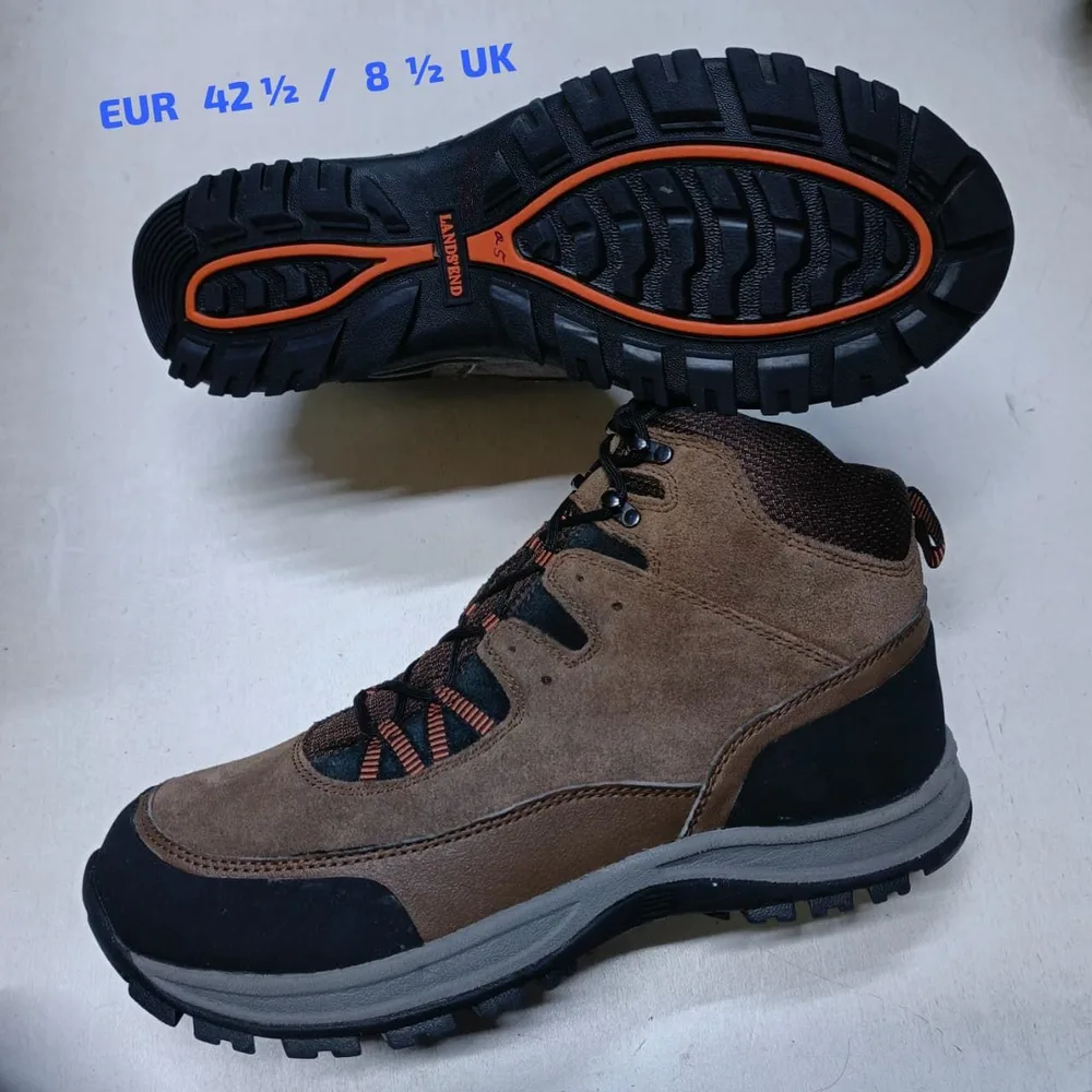 Lands' End Lands' End Brown Suede Hiking Boot — Brown / Black / Orange