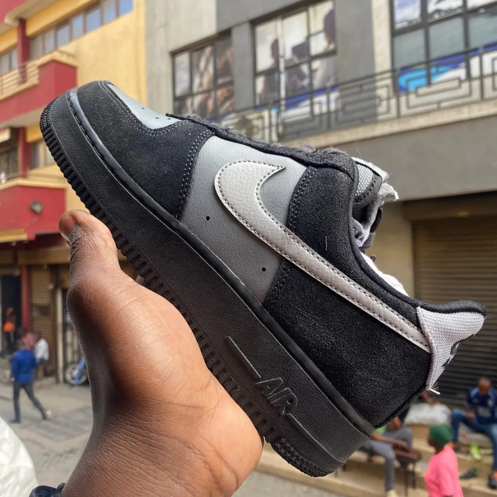 Nike Nike Air Force 1 Black Grey Suede — Black / Wolf Grey