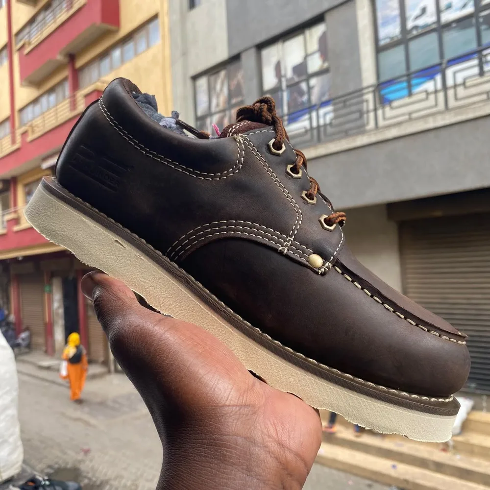 Path Finder Path Finder Brown Leather Moc-Toe Shoe — Dark Brown / Cream