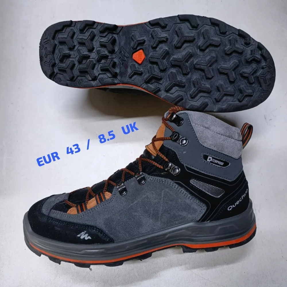 Quechua Quechua Grey Orange Waterproof Hiking Boot — Grey / Black / Orange